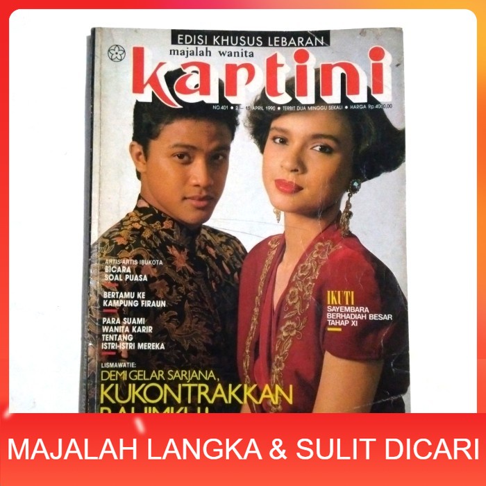 Majalah KARTINI No.401 Apr 1990 Cover DEDE YUSUF & SARASWATI Langka