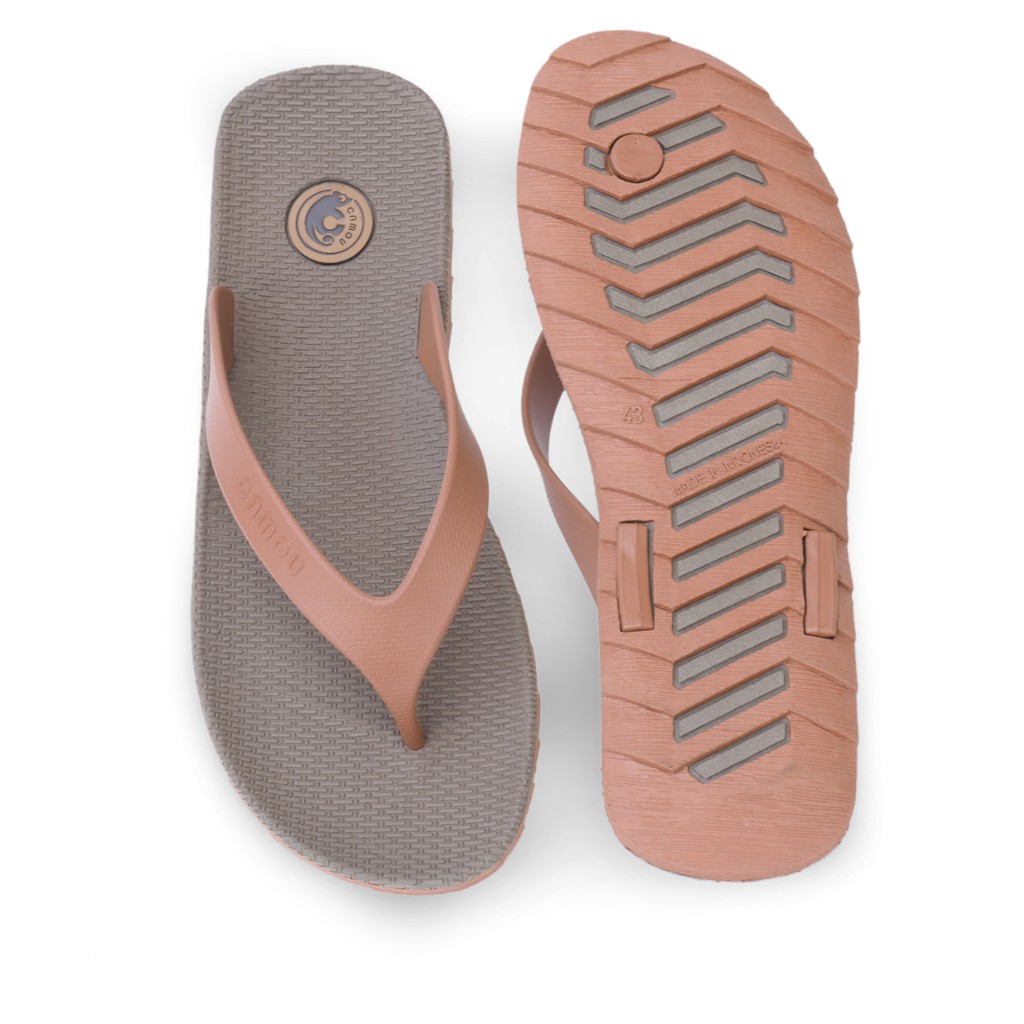 CAMOU - OWEN Sienna Amber - Sandal Jepit Pria Full Karet Premium Beige Orange