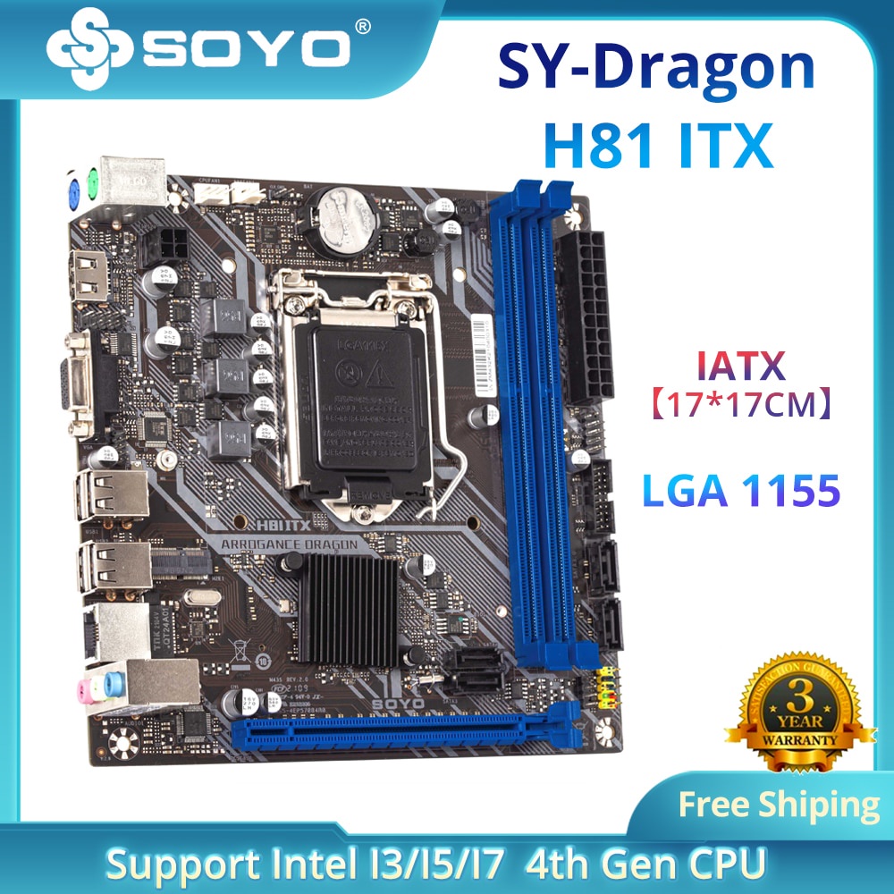 PREORDER SOYO Full New Dragon H81ITX Motherboard Dual-channel DDR3 Memory USB3.0 M.2 SSD Warranty In