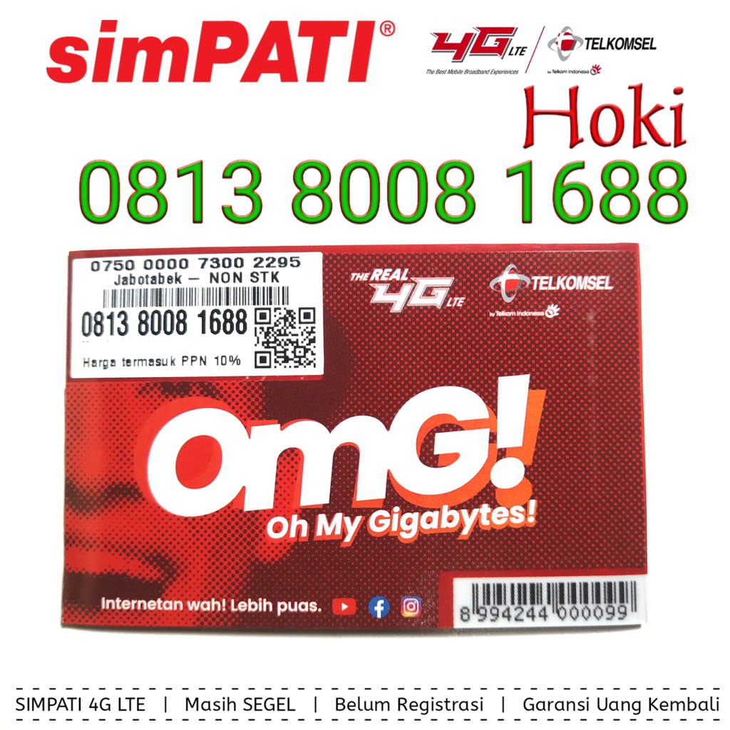 Nomor Cantik Telkomsel Simpati 4G LTE 0813 8008 1688