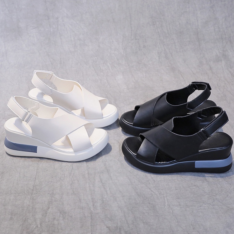 TBIG Size 35 - 42 Sandal Tali Slip On PARVEEN Wanita Import Korea Style Santai Wanita Sandal Wedges