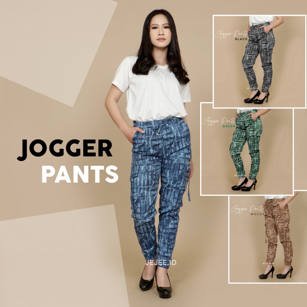 Celana Panjang Joger Wanita Abstrak Jogger Pants Cargo