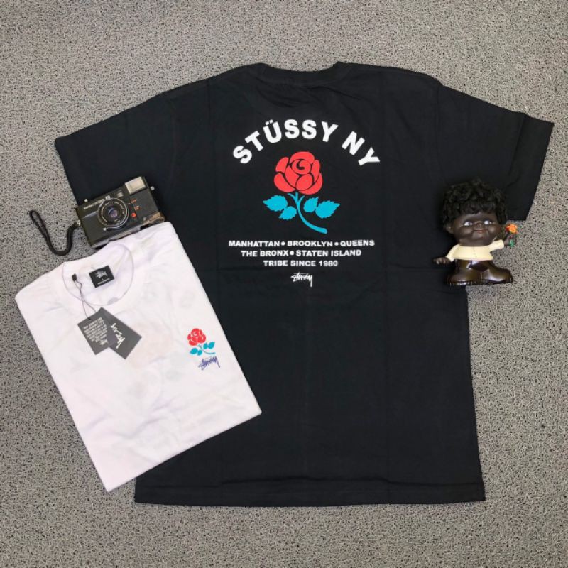 TSHIRT KAOS BAJU STUSSY NY BROOKLYN ROSE BLACK PREMIUM LIKE ORI