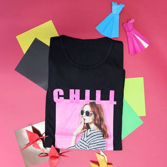  Kaos  Print Hitam  Wanita Chill Shopee  Indonesia