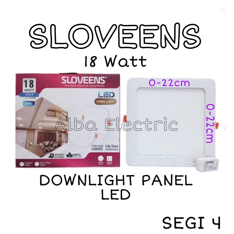 Lampu Downlight Panel LED 18 Watt Kotak SLOVEENS LED Panel 18 watt Kotak