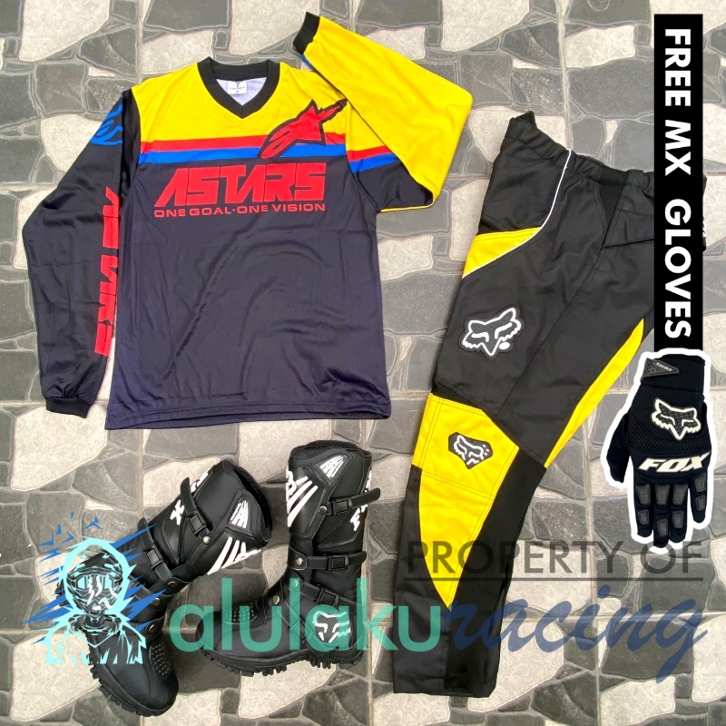 Jersey, Celana, Sarung Tangan &amp; Sepatu SV Fullset MX Trail Motocross - Paket Bundling ASCTSV041501-F41