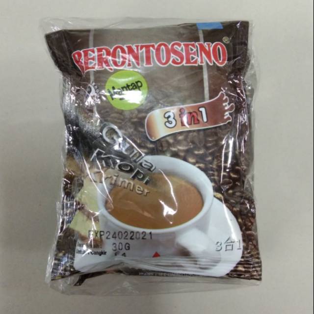 

Kopi Bubuk Berontoseno 3 in 1 Gula, Kopi, Krimer 1 pak isi 5 Sachet Khas Kota Kediri