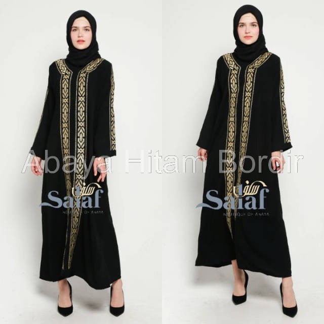 Gamis Abaya Turkey Arab Turki Bordir Pesta Wanita Terbaru Warna Hitam Non Putih Mewah Elegan 2021