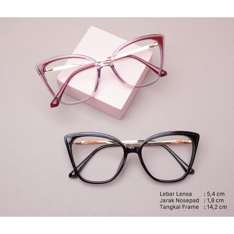 FRAME KACAMATA WANITA CAT EYE 95810 LENSA ANTI RADIASI BLUERAY / PHOTOCROMIC | KACAMATA MINUS