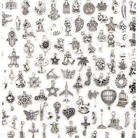 Silver Charm Mixed Pattern - Charm Silver Motif Campur (20pcs)