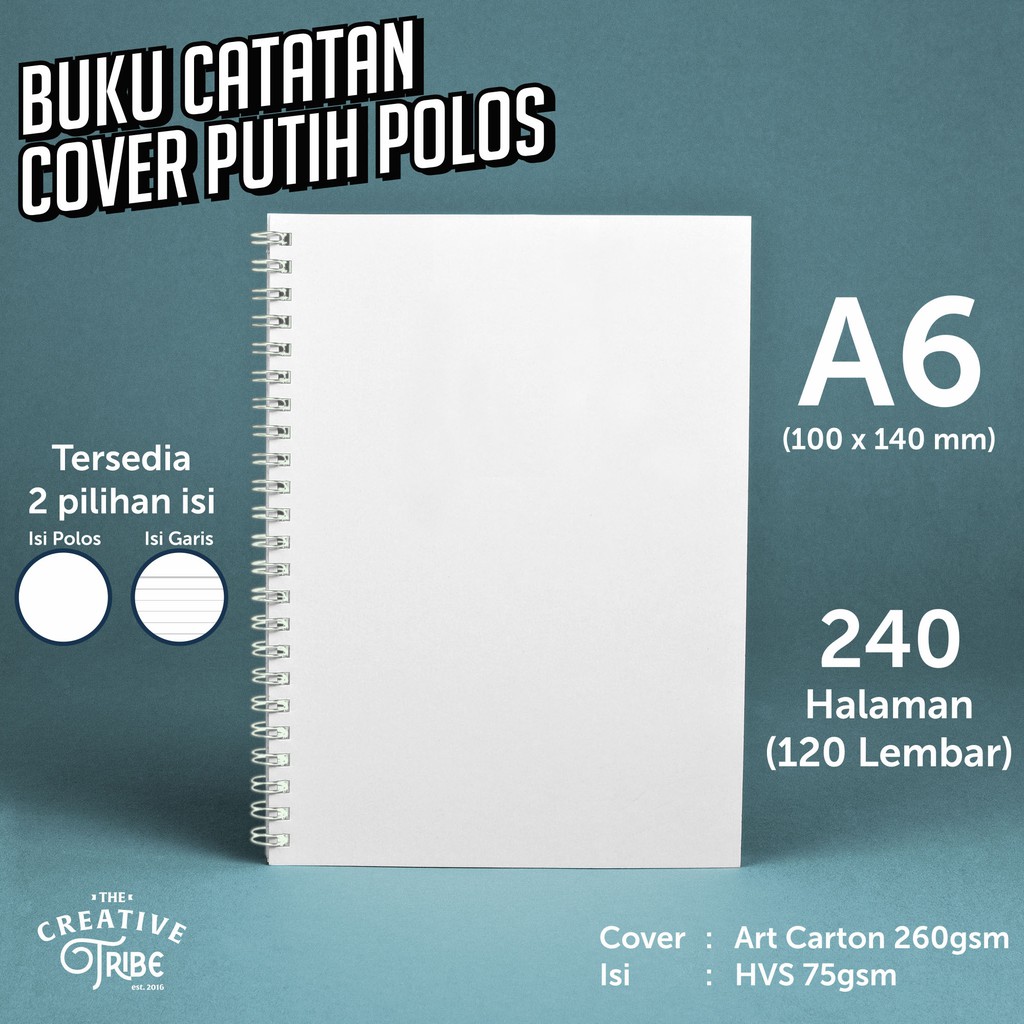 

Notes Cover Polos A6 Spiral - 240 Halaman HVS Buku Catatan Notebook