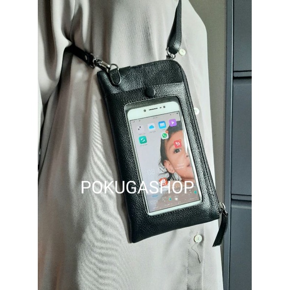 dompet hp sling bag premium kulit sapi asli unisex / phone case kulit asli tas slempang muat banyak 