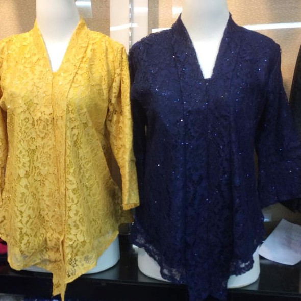 Kebaya Modern Kutubaru Floy Brukat Atasan Kebaya Brokat Aneka Warna-ATASAN NAVY