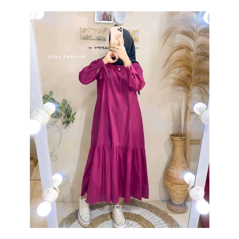 GAMIS TERBARU TERMURAH MOTIF POLOS BUSUI  MAXI DRESS LD 110CM LENGAN PANJANG KEKINIAN TERLARIS