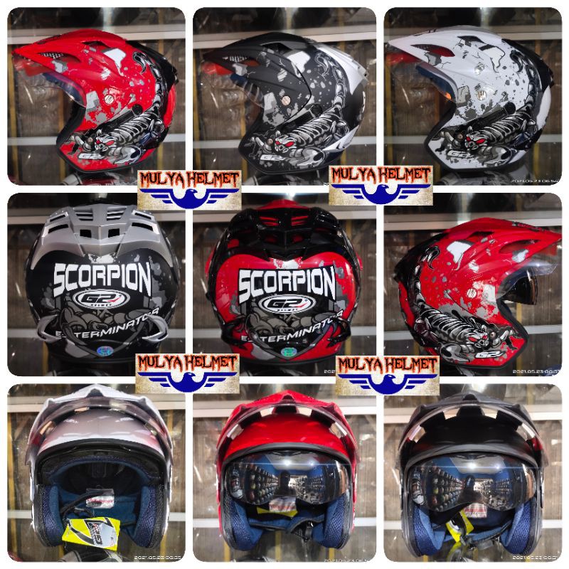 HELM G2 EXTERMINATOR MOTIF SCORPION BLACK DOFF/RED/WHITE