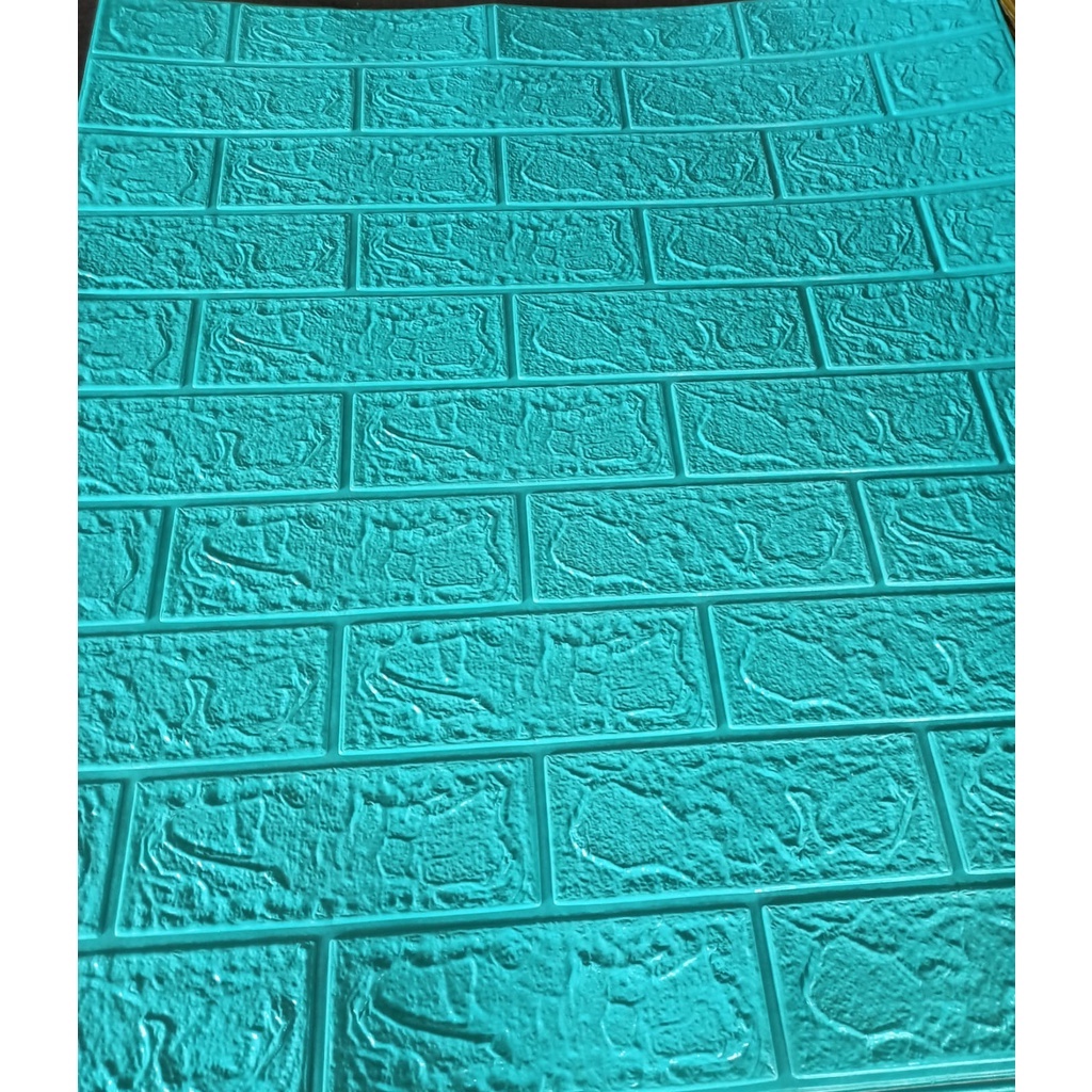 PROMO !! Bisa COD Wallpaper Sticker 3D Foam Anti Air Wallfoam Dinding Rumah Berkualitas(Seri A) Bata-TOSCA