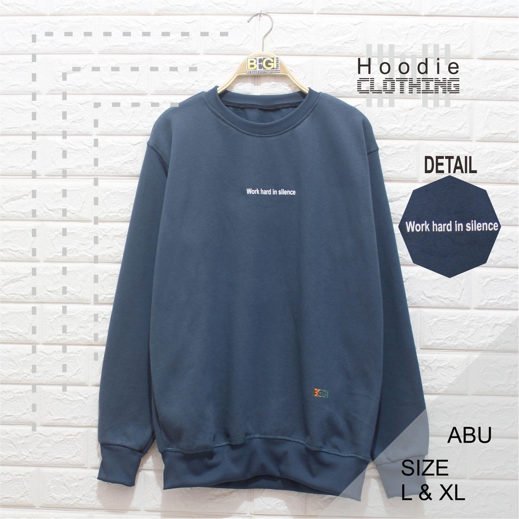  Sweater  Crewneck Casual HC Abu Work hard in sablon  Keren  