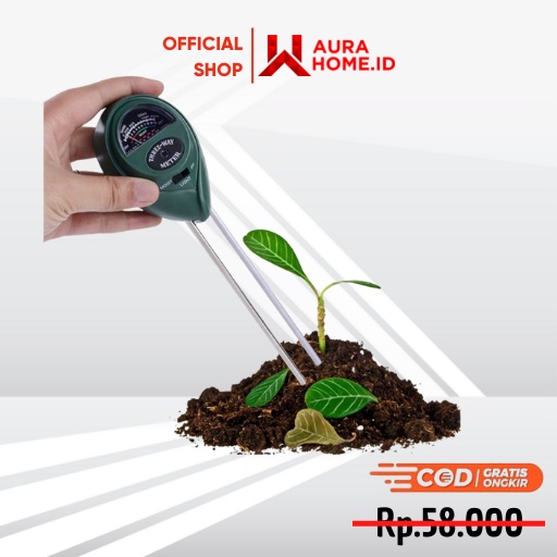 Pengukur 3 in 1 Kelembaban Temperatuh Suhu Tanah Soil Moist PH Analyzer / Alat Ukur PH Npk Tanah Cah
