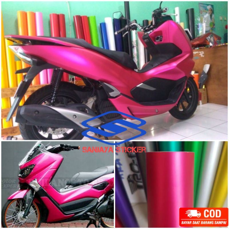 Skotlet Sticker motor pink matte chrome Stiker pink metalic doff skotlet motor pink