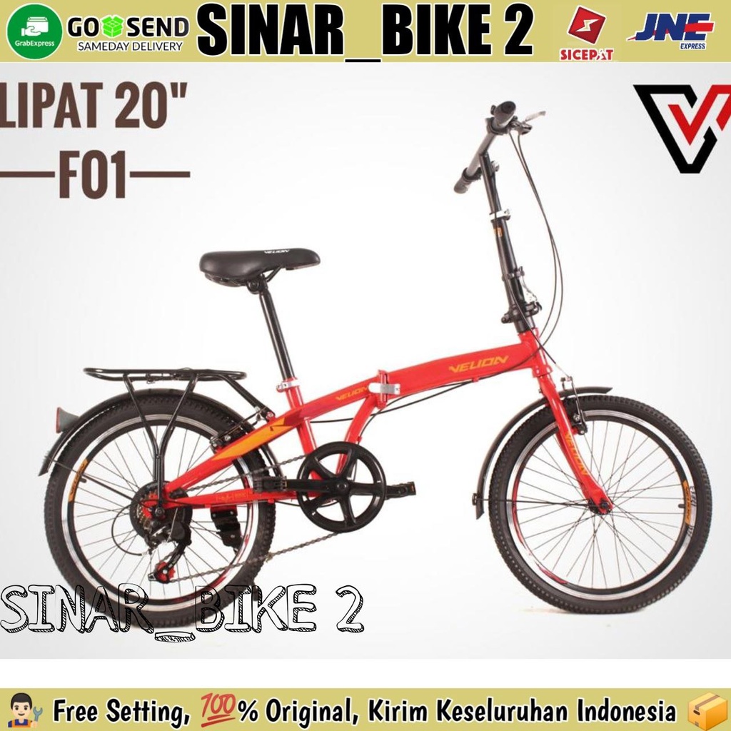 Sepeda Lipat 20 Inch VELION F01 Boncengan 7 Speed Extra Bonus