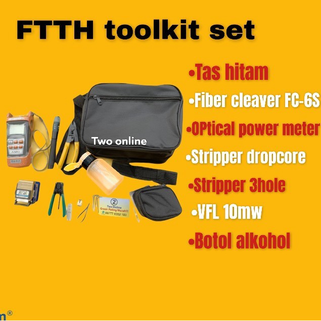FTTH Tool Kit SET Lengkap OPM VFL Cleaver FO Fiber Optik Toolkit TAS