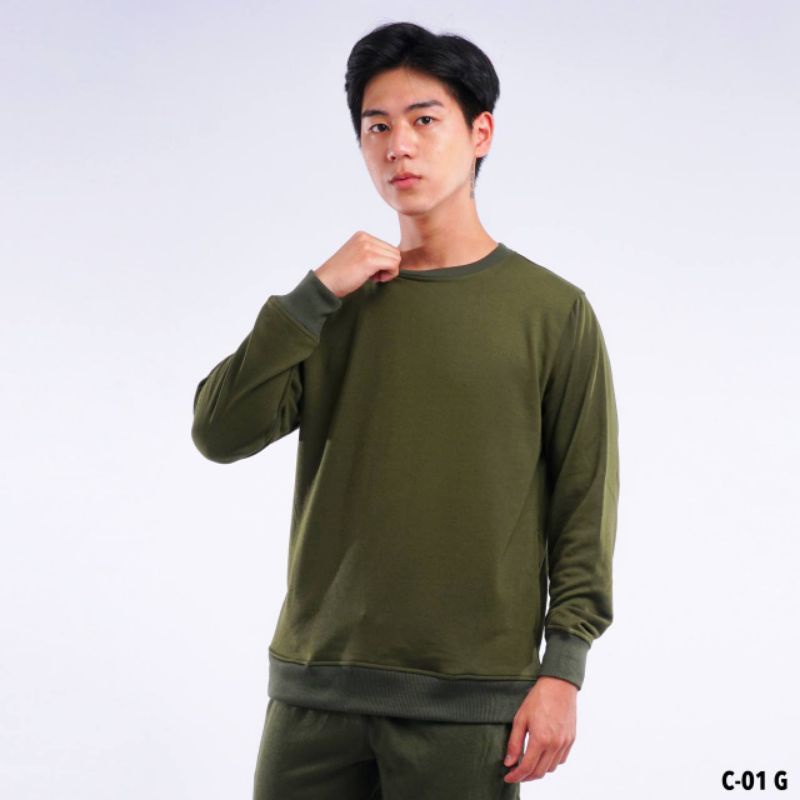 crewneck polos warna hijau armi