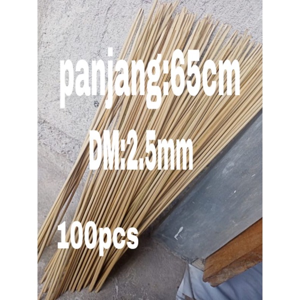 RUJI BAMBU JERUJI RUJI BAMBU APUS  65CmX 2.5MM MILI BATANG BAMBU JERUJI SANGKAR 100 pcs.