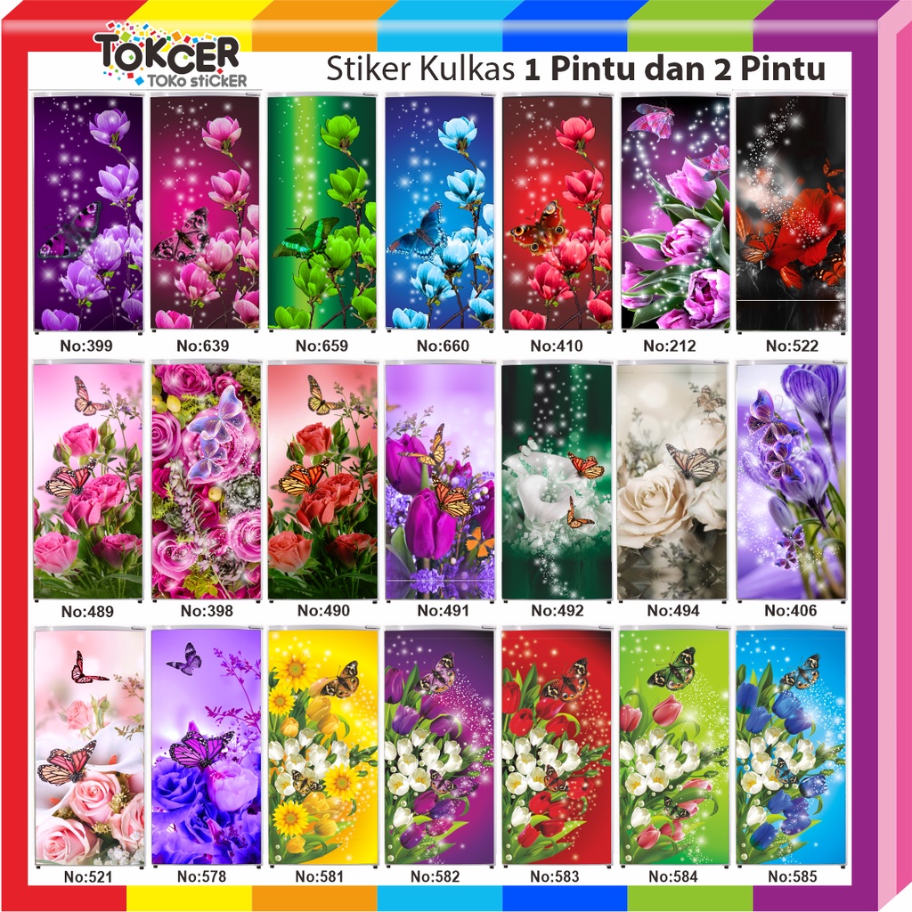 Stiker Kulkas 1 Pintu atau 2 Pintu Standar Motif Aneka KUPU-KUPU