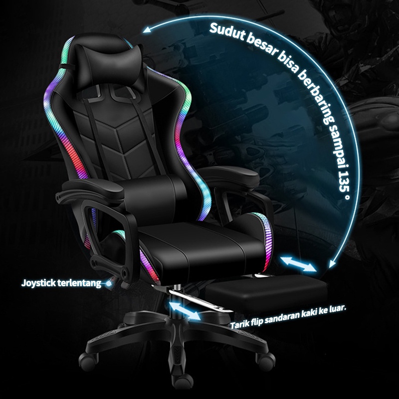 Gaming chair pijat kursi gaming LED musik profesional kursi gamers kursi santai permainan footrest