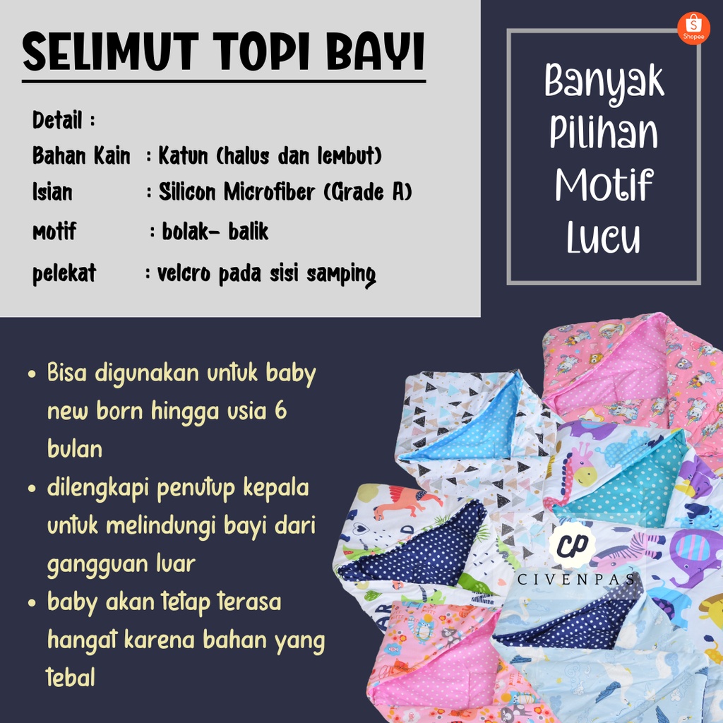 Selimut topi bayi - baby blanket - hoodie blanket baby / kado lahiran bayi UKURAN PREMIUM JUMBO