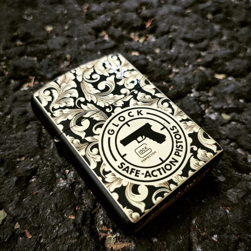 KOREK API ZIPPO CUSTOM GRAFIR GLOCK BLACK MATTE PREMIUM QUALITY