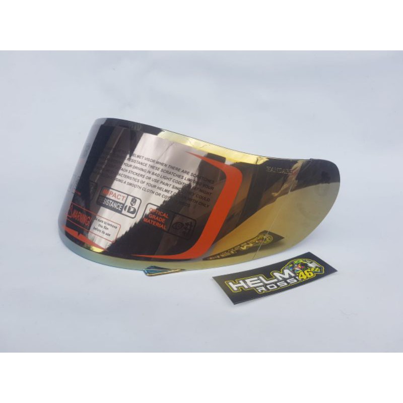kaca helm KYT r10 visor flat iridium gold