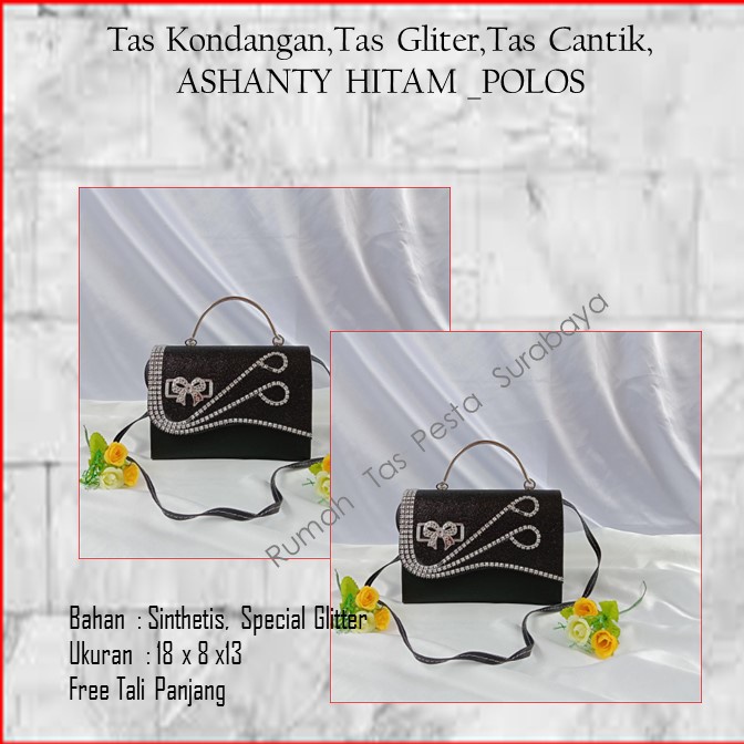 Tas Kondangan,Tas Gliter,Tas Cantik,ASHANTY HITAM _POLOS