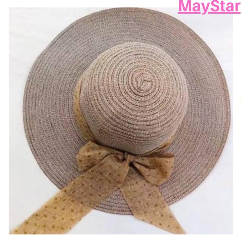 MAY STAR Topi Pantai Rajut Pita Bintik  Emas  T2 Shopee 