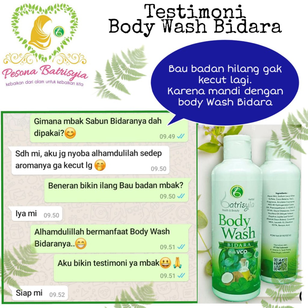 Sabun TTT Top to Toe Wash Bidara Batrisyia Herbal 200 ml