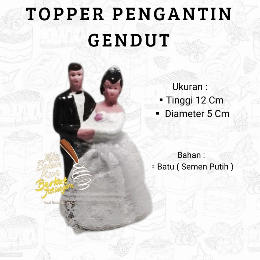 TOPPER PENGANTIN GENDUT / HIASAN KUE / DEKORASI CAKE