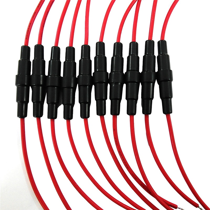 {LUCKID}10 PCS 5x20mm Fuse Holder Case In-Line Screw Type With Wire Cable Stock