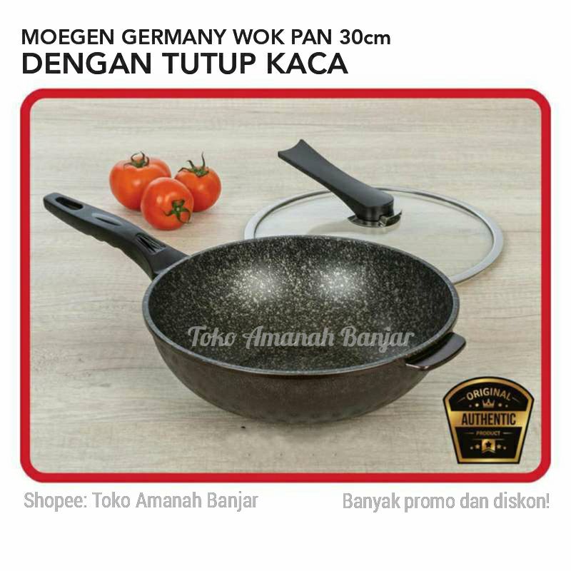 Wajan Panci MOEGEN Germany 30cm Wok Pan | Merk MOEGEN | Teflon Anti Lengket | Titanium Anti Gores | 