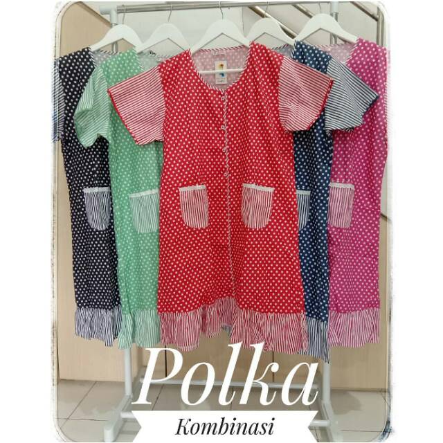 Daster Katun Busui Polka Kombinasi