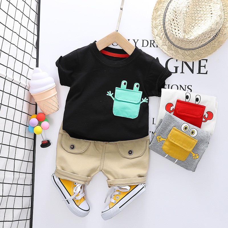 LittleAaron SET METRO FANCY POCKET EBV Setelan Kemeja Bayi Laki-laki Lengan Pendek