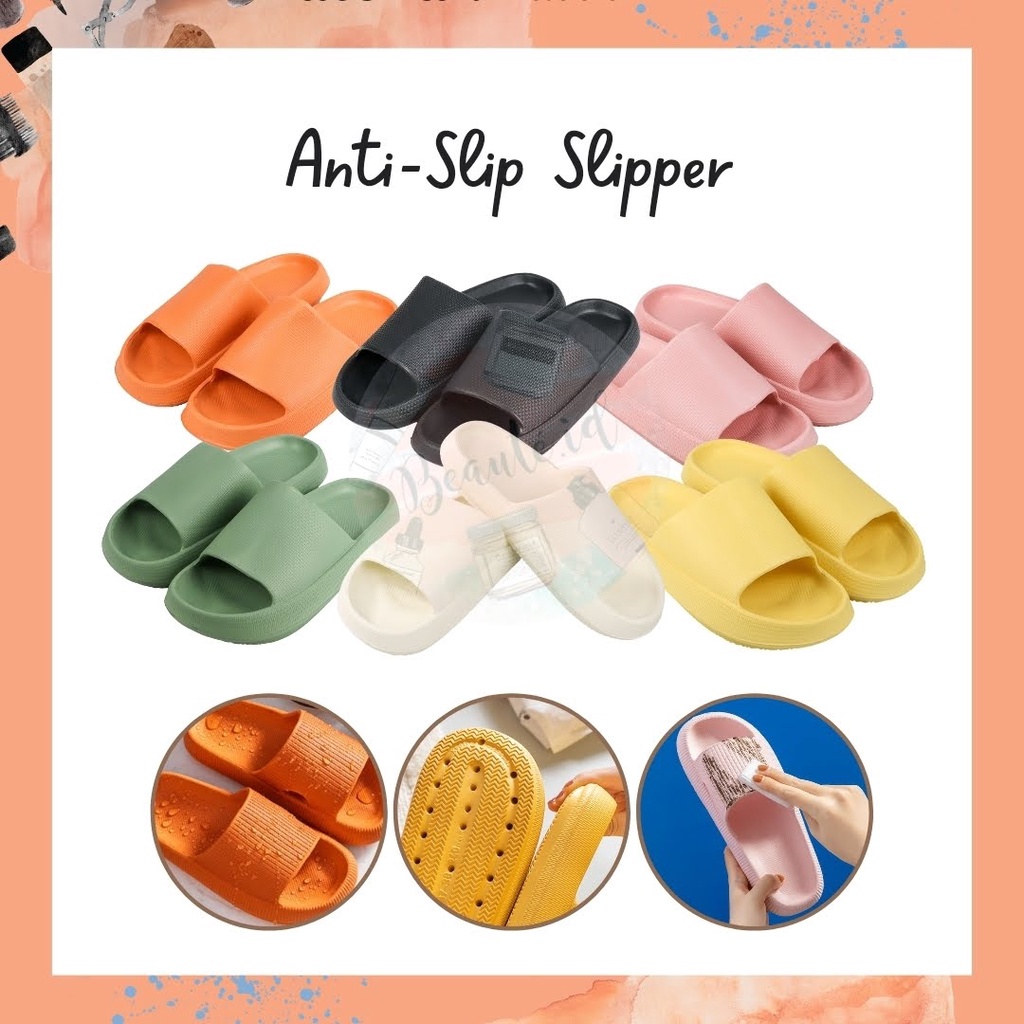 Sandal Selop Rumah Anti-Slip Slipper Jalan Santai / Pantai / Kamar Tidur Premium Anti Licin dan Kotor Bahan EVA Berkualitas Rubber Sendal Wanita / Pria Nyaman Tebal Empuk Desain Simple