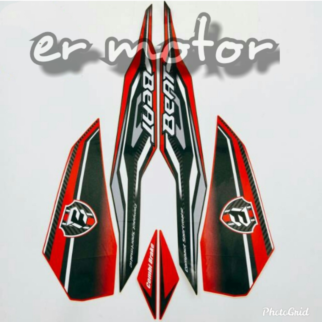 STRIPING STICKER MOTOR HONDA BEAT FI ESP 2018 2019 MERAH HITAM
