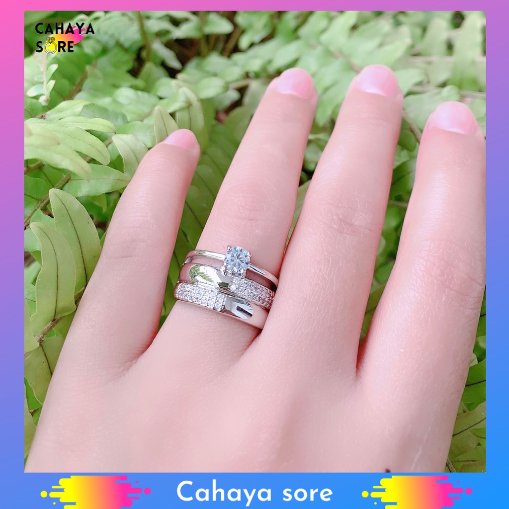 Cincin Xuping Silver Cincin Dewasa Permata Satu Mewah CD22