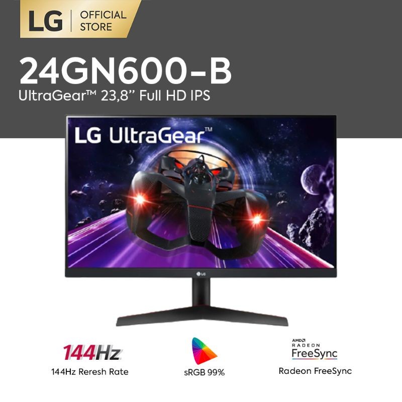 LG 24GN600-B Gaming Monitor 24-Inch UltraGear FHD IPS