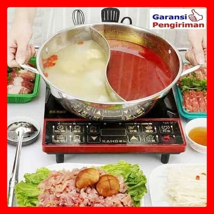 ♝ Panci Teflon Akebonno Marble Coating 18Cm (00175.00150) ♥ RQ226  Steamboat Shabu Shabu 2 Sekat 2