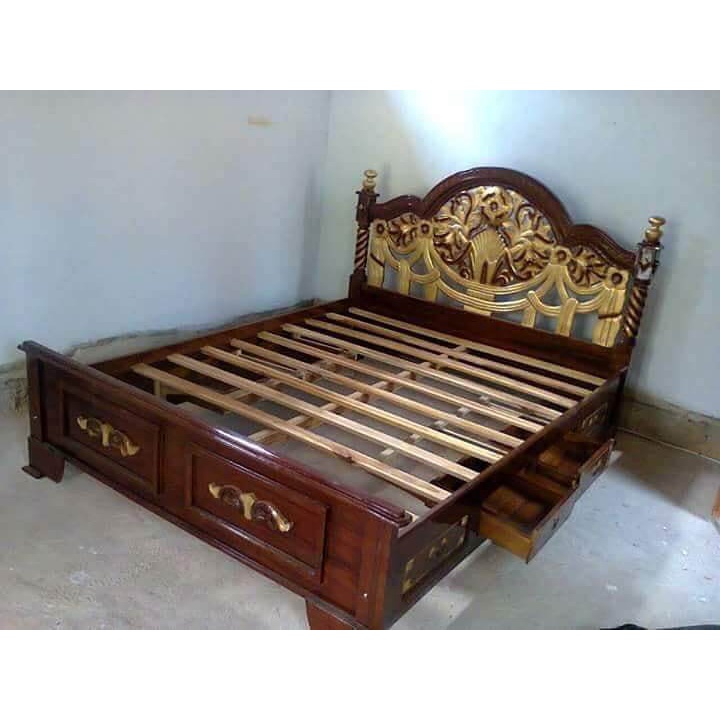 Jual dipan ukir kayu jati / ranjang / tempat tidur / dipan tiara laci