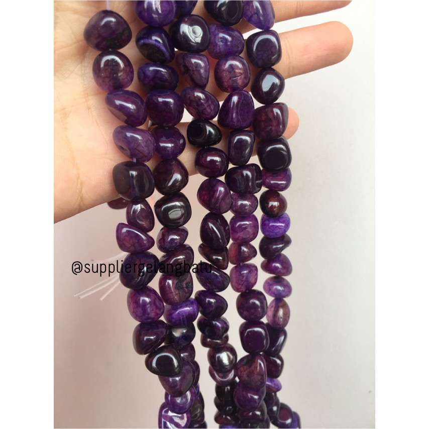 manik Batu alam purple agate ungu Beads 12 x 10mm bahan gelang kalung beads aksesoris supplier craft