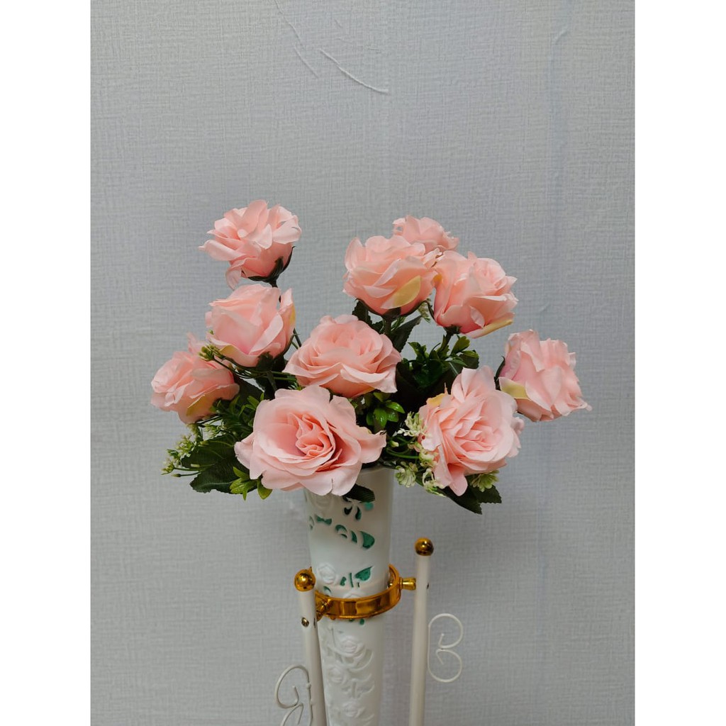 Bunga Palsu Artificial Dekorasi Hias Mawar / Rose - Bahan Kain kualitas bagus - home decor