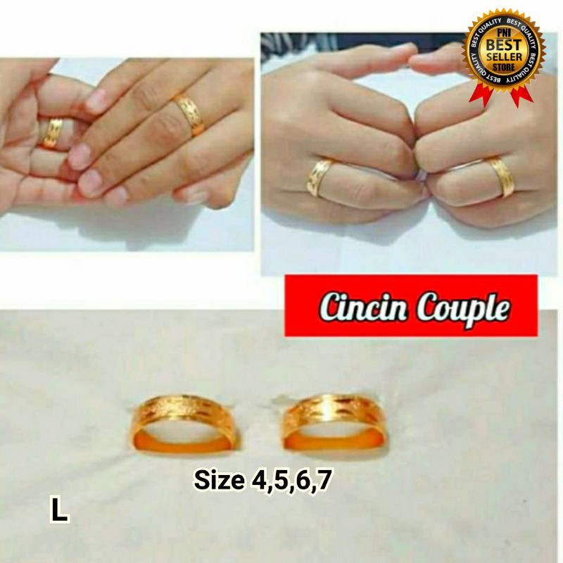 CINCIN COUPLE PRIA WANITA MEWAH BERKUALITAS LAPIS EMAS GOLD RO-27 Terbaru 2pcs