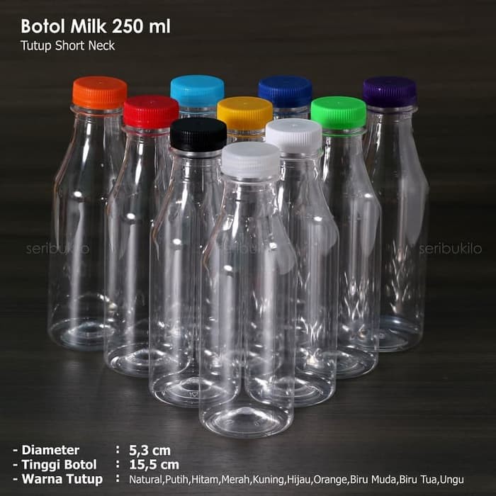 Botol Plastik 250 ml Milk / Botol Pir Milk 250 ml - Tutup Short Neck